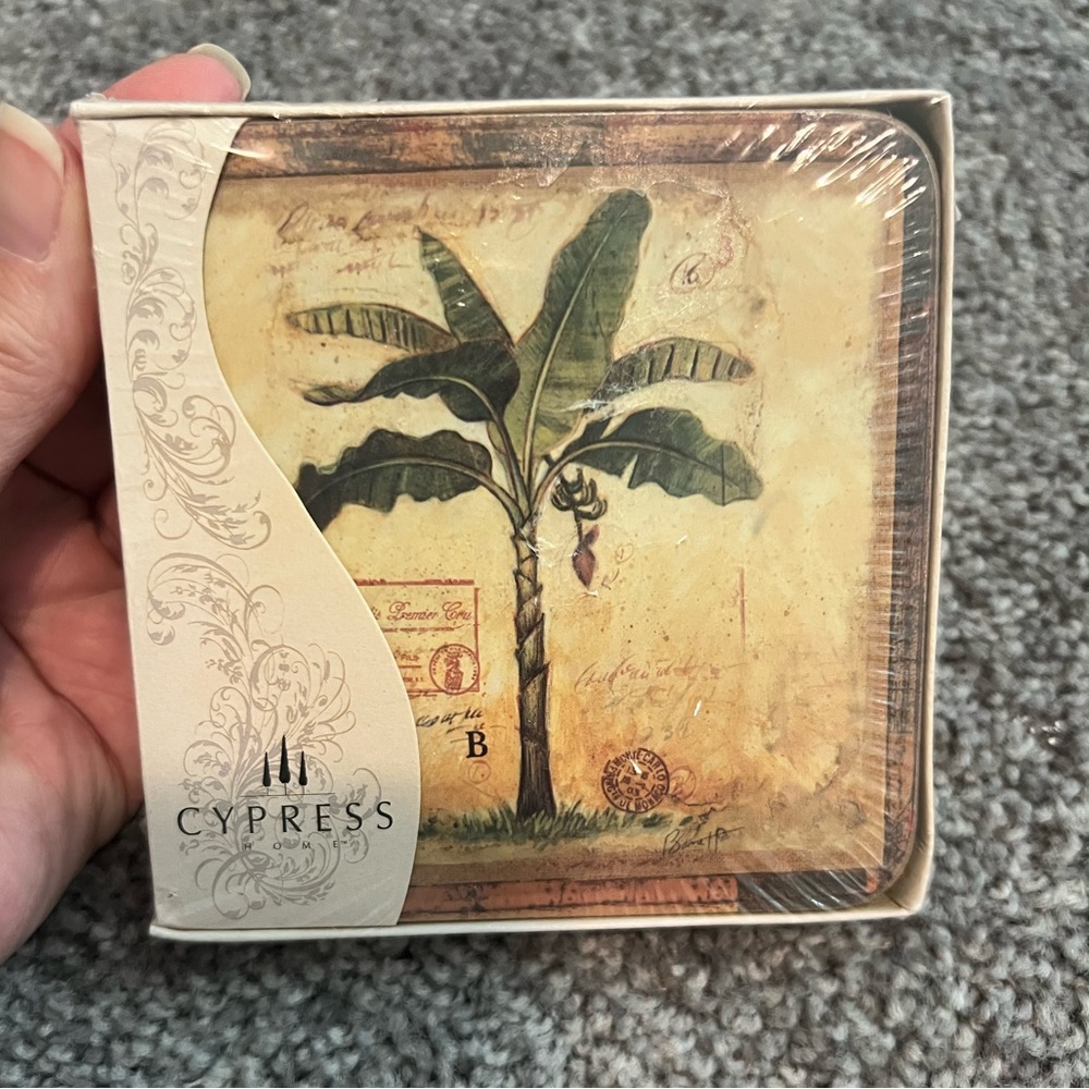 Cypress Home Palm Tree Coaster Set - Havana